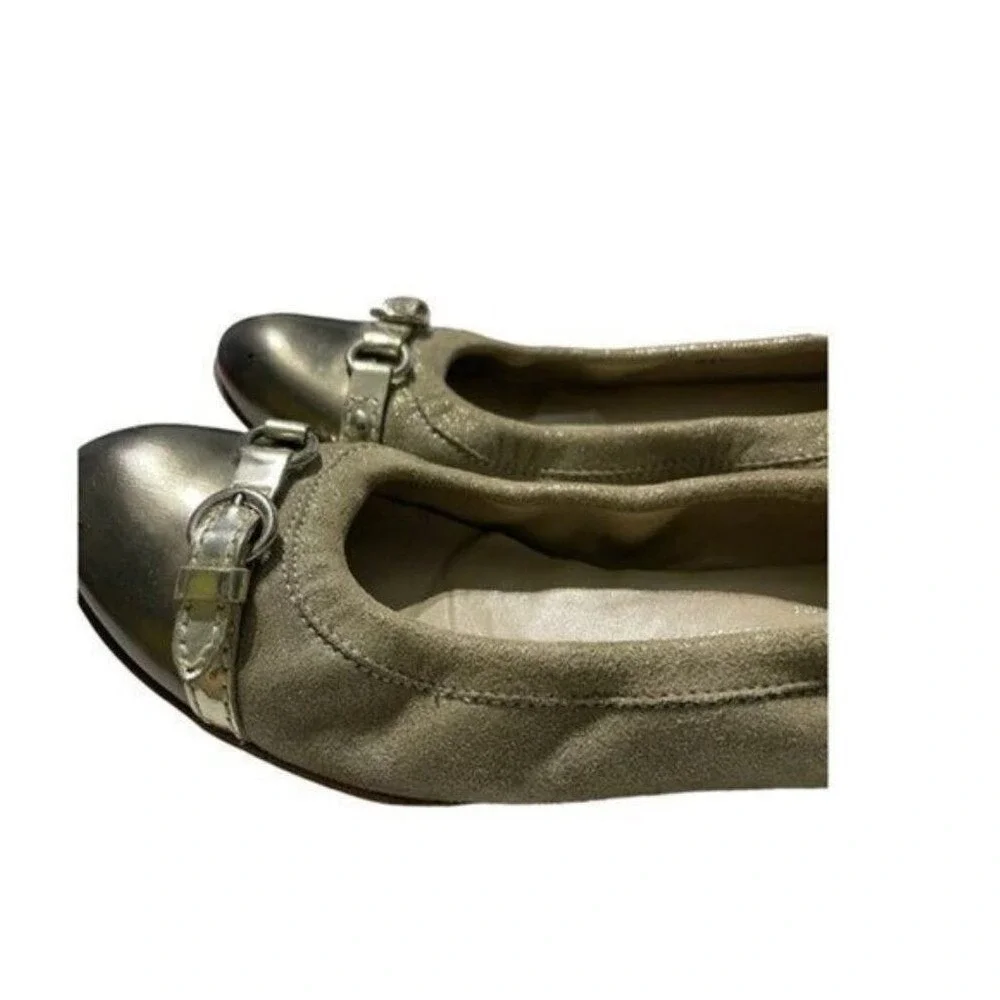 AGL Attilio Giusti Leombruni Ballet Flat Leather‎ Cap Toe Buckle Gray Size 36